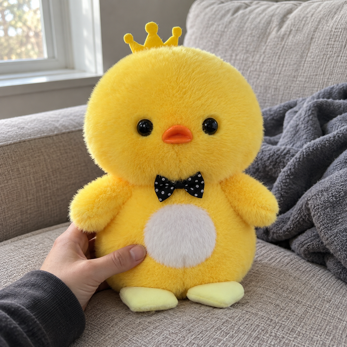Crowned yellow duck · 25cm in a lived-in room