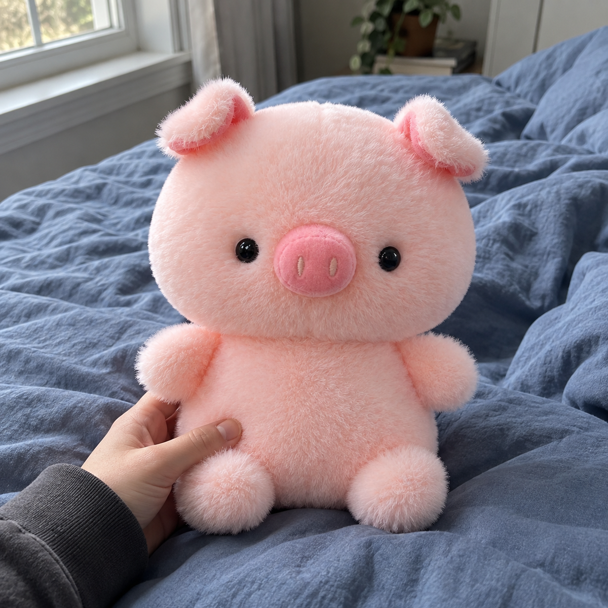Pink pig · 25cm in a lived-in room