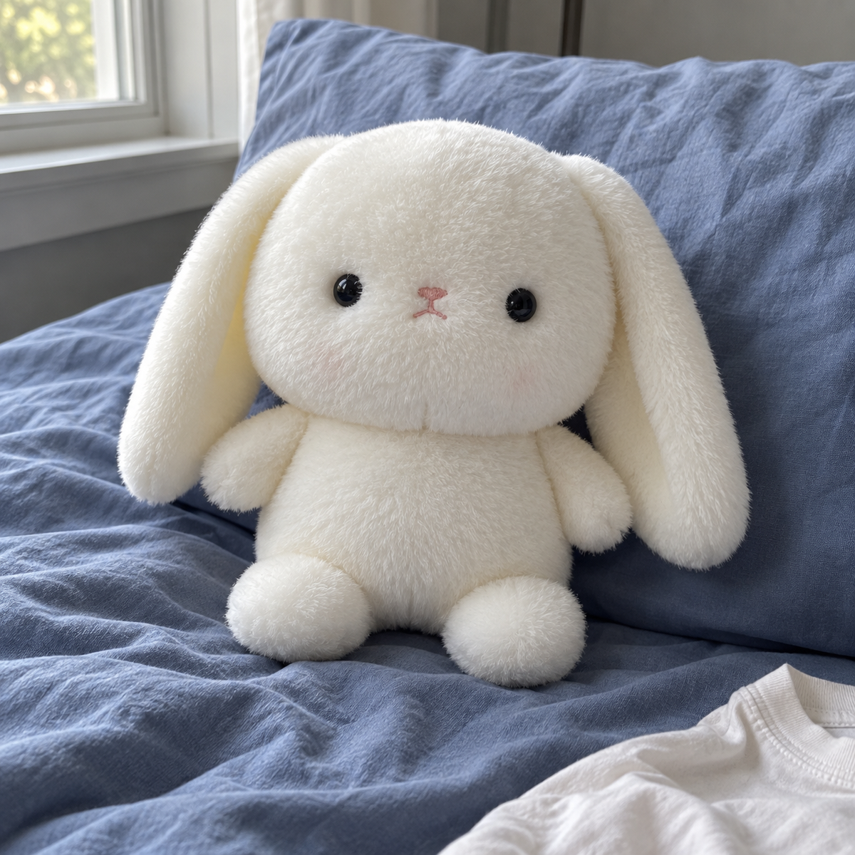 White rabbit · 25cm in a lived-in room